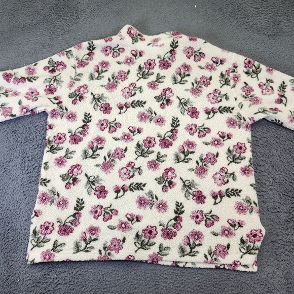 Crossroads Floral Sherpa Pullover 1/4 Zip Cozy‎ Comfy Top XL - Picture 1 of 6